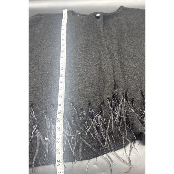 Chicos Black Sequin Feather Camille Wool Blend Cardigan XL Fairy Goth Whimsigoth - Picture 10 of 10